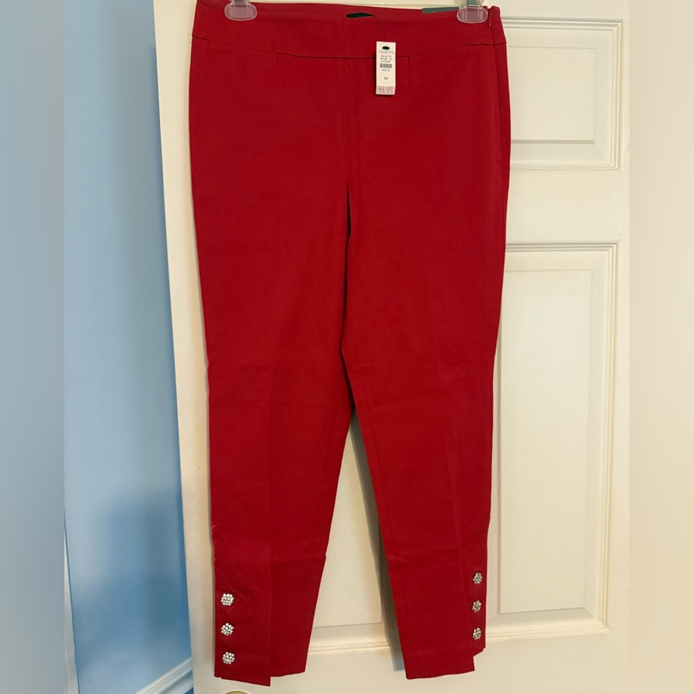 TALBOTS CHATHAM SLIM ANKLE PANTS - JEWEL BUTTON